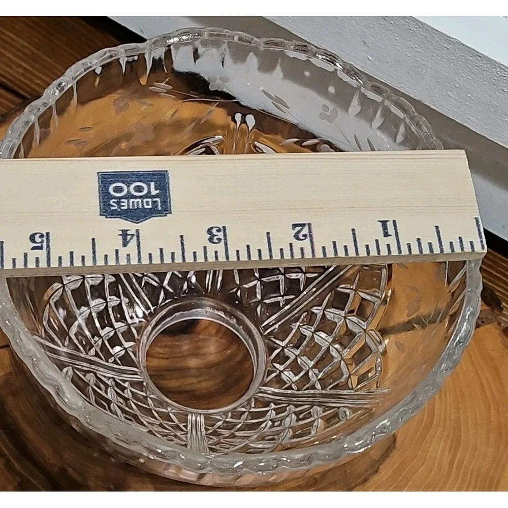 Vintage Cut-Crystal Floral Heavy‎ Hurricane Lamp Shade (1.5